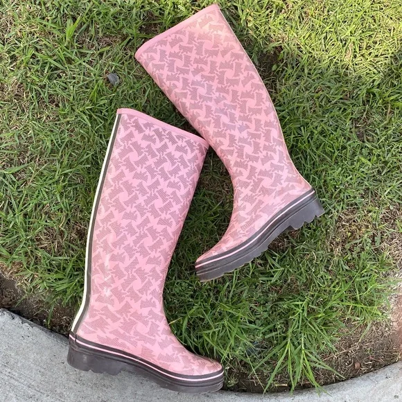 Y2K Juicy Couture PINK SCOTTIE DOG WELLIES TALL SAMMY RAIN BOOTS 9 WELLINGTON - Picture 5 of 14